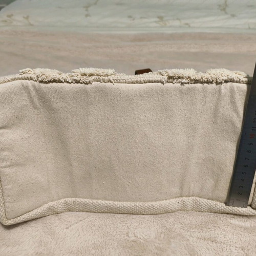 Mat Canvas Shoulder Bag New Beige with Zipper