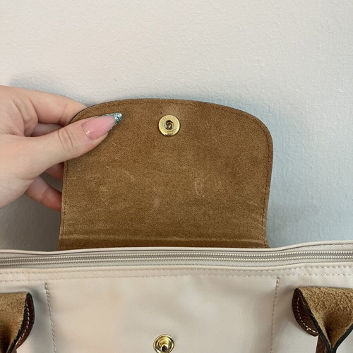 Longchamp shoulder bag used, white and beige