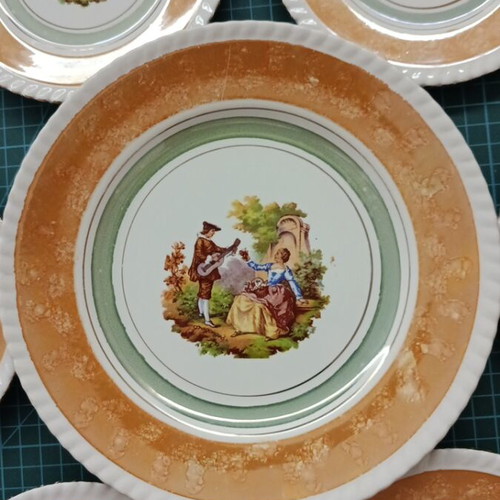 Vintage Kerameikos Plates used, set with 1 discolored dessert plate