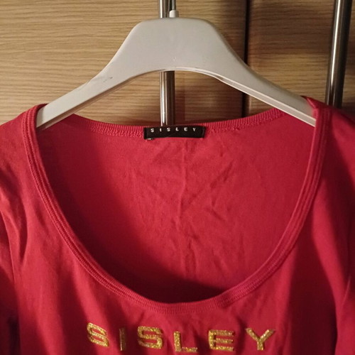 Sisley women's cotton t-shirt s-m like new, red