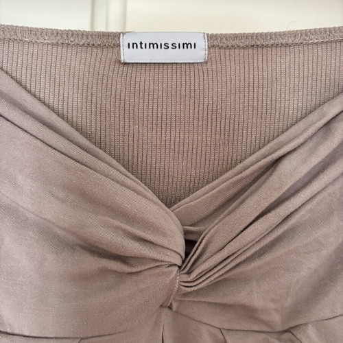 Intimissimi Taupe Modal Viscose Twist Front Bandeau Tube Top Size L Soft Ribbed Trim Strapless Shirt like new