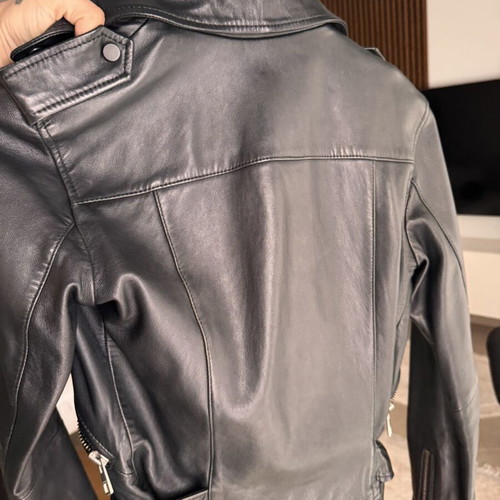 AllSaints 100% sheep leather biker jacket like new, black, size 34