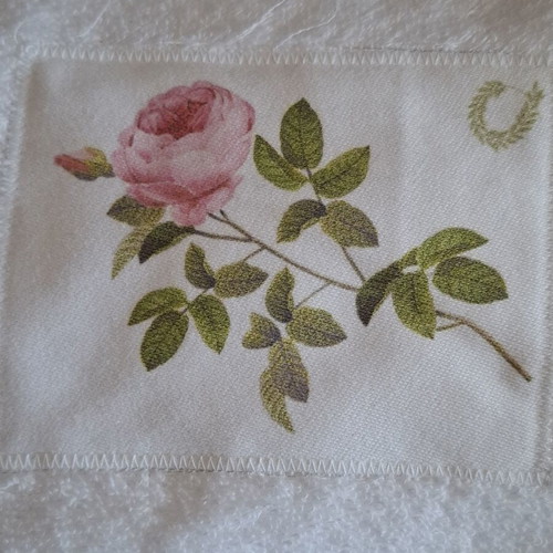 Anemos towel set 3 pieces white with pink rose design new