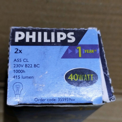 Incandescent bulbs 40W with bayonet B22 base, pack of 2, new