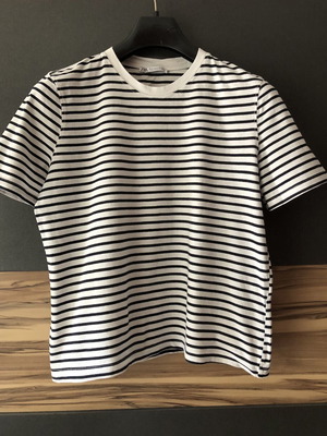 Zara women's striped T-shirt, black and white, size M
