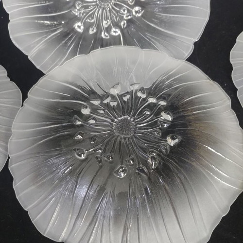 Maleras "Wind Flower" pasta set used, lead crystal by Mats Jonasson 80s