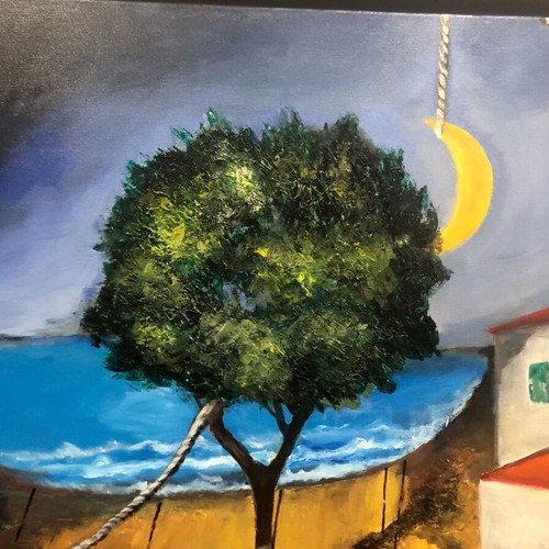 Zafeiriou painting used, oil on canvas with wooden frame