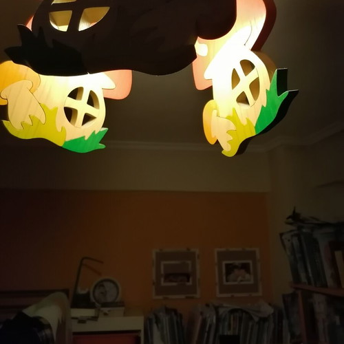 Gabeliz wooden mushroom house lamp for children's room