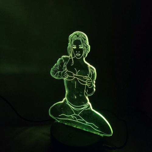 Lamp with woman figure that changes colors, like new