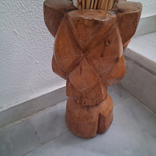 Vintage wooden vase and two wooden figures like new