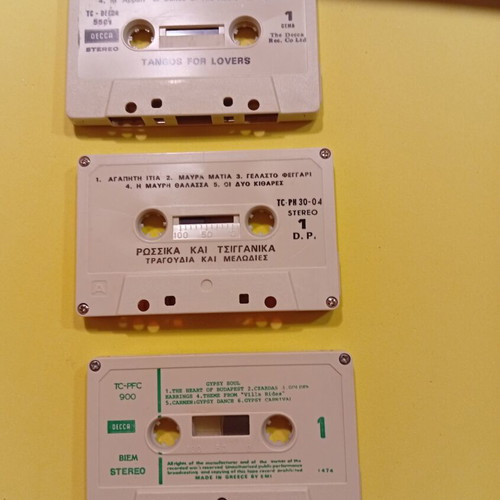 Cassette tapes used, pack of 3 with tango, soul and folk music