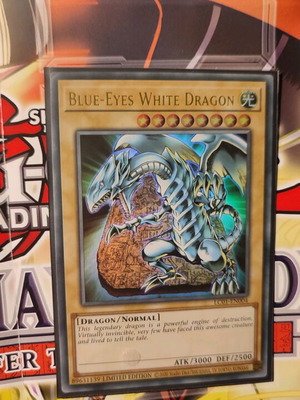 Blue Eyes White Dragon card like new with Ultra Pro protective sleeve