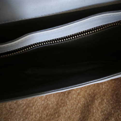 Leather shoulder bag used, gray with adjustable strap