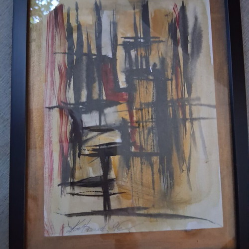 Painting "Dead Nature" expressionist, like new, signed, framed 20×26cm