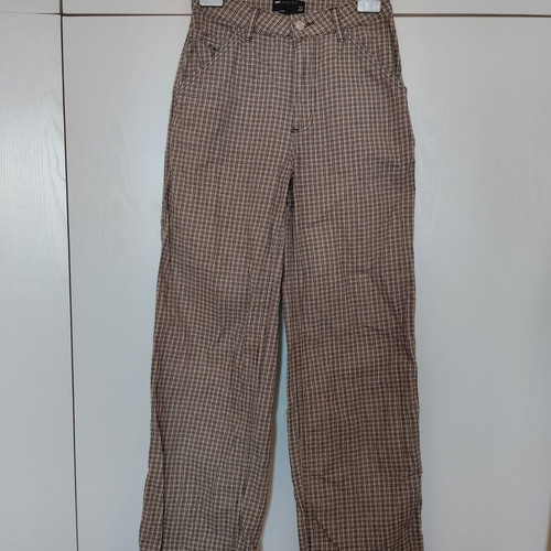 Asos cotton pants used, beige brown checkered, size 36 small