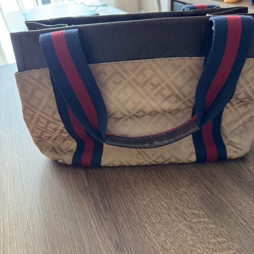 Tommy Hilfiger shoulder bag used, beige and brown