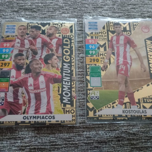 Panini Super League 2024-25 Momentum & Gold collectible cards set, Olympiacos & Kostoulas
