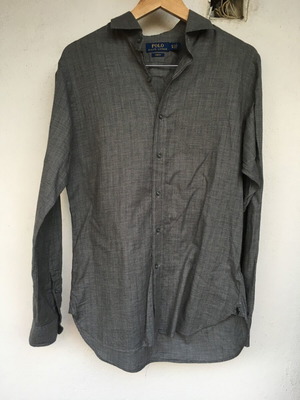 Πόλο Ralph Lauren vintage βαμβακερό πουκάμισο σαν καινούργιο, μέγεθος 39, μαύρο και γκρι