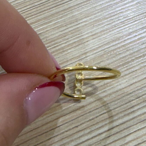 Handmade 925 silver ring gold plated with zircon new