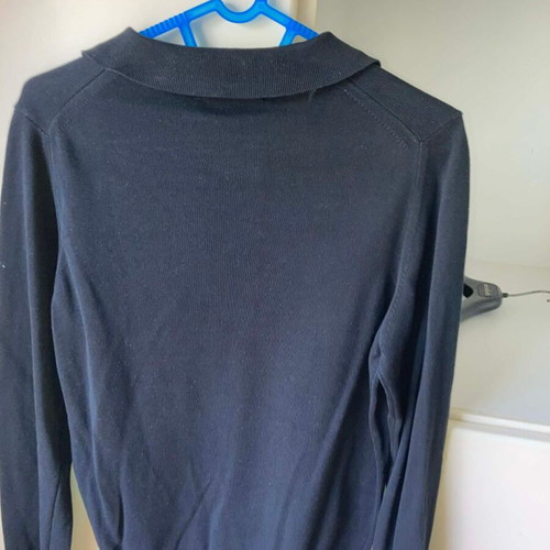 Zara men's long-sleeve polo-style thin black sweater used