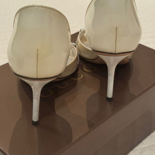 Gucci Horsebit open-toe heels used, patent leather, size 36
