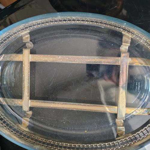 Silver-plated serving dish like new Pyrex type with lid and base