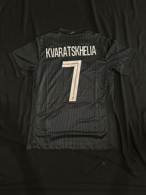 Kvaratskhelia PSG Jordan Football Jersey Third Kit Black New