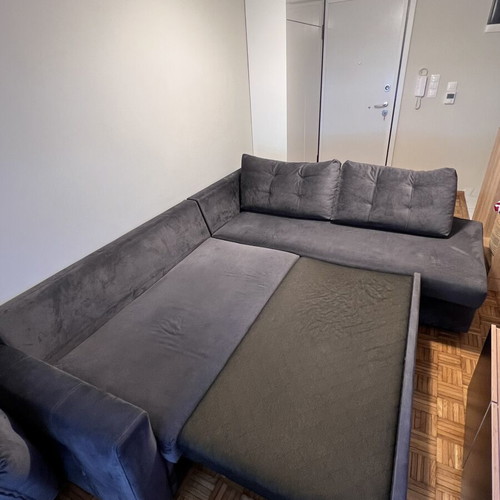 Corner sofa anthracite/grey with pull-out bed