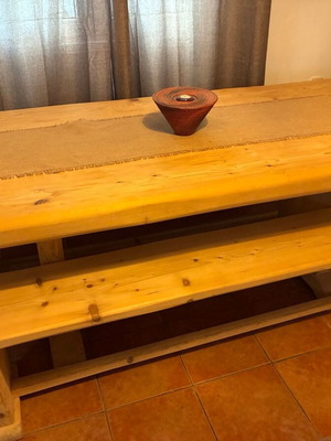 Wooden table with two benches new, excellent quality and style