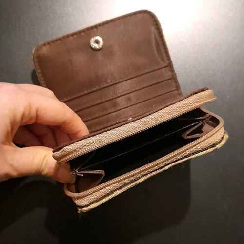 Fabric wallet unused in sand color