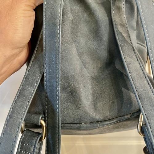 Mini backpack dark green petrol used, washed leather
