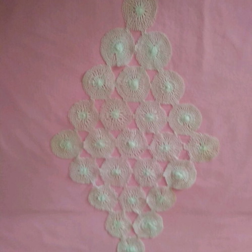 Diamond-shaped table runner used, white, 57×35 cm, 1960s