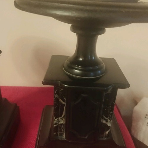 Marble table clock used with two bases collectible
