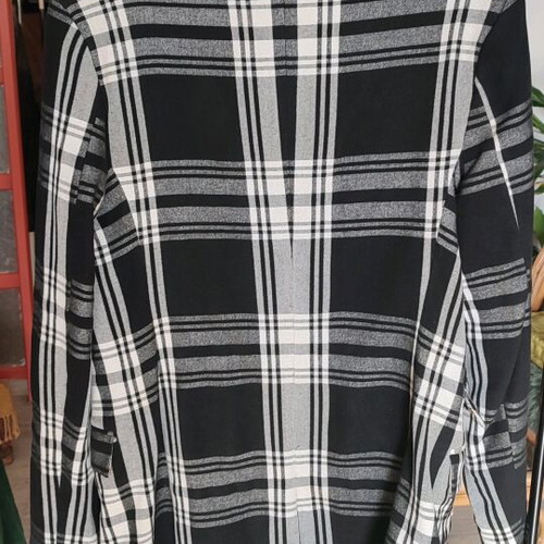 90plusninety women's coat black and white checkered like new with fur