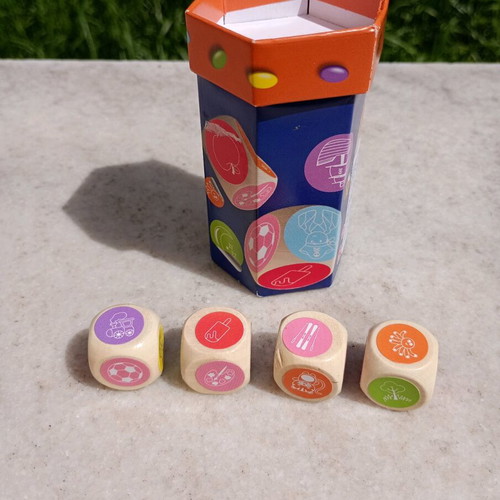 Smarties Dice Game used, wooden dice game