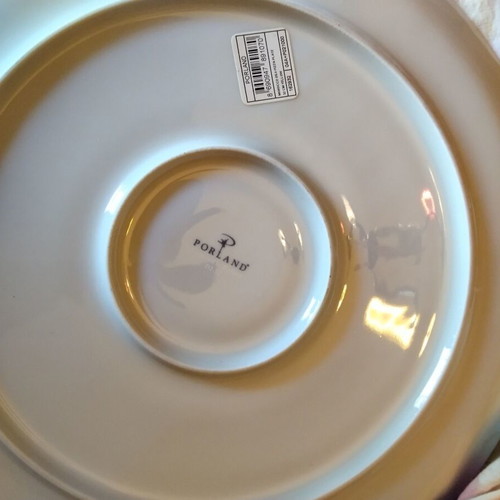 Porland porcelain pizza platter yellow 32 cm with gold trim