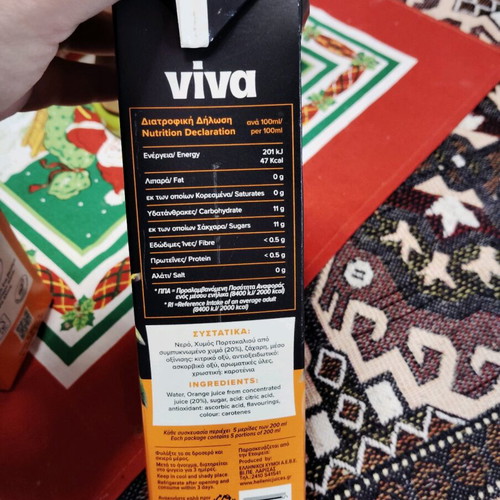 Viva orange fruit drink pack of 4 x 1L new