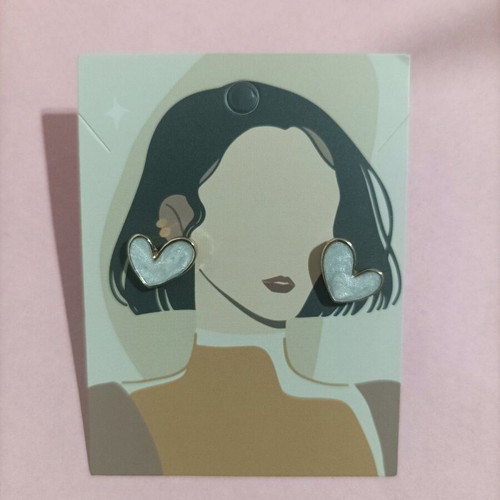Earrings small white heart shapes new