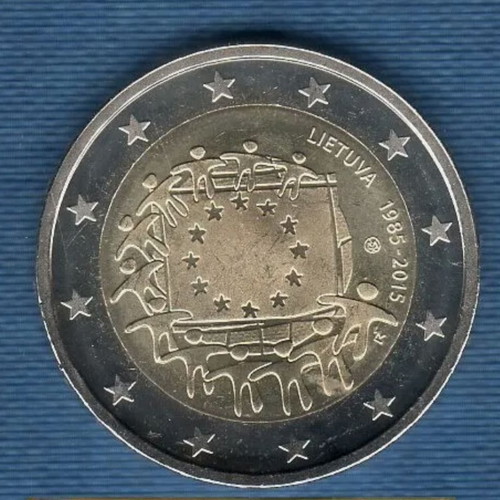 Lithuania 2 euro 2015 new, 30th anniversary European Union flag