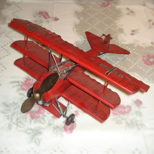 Vintage Metal Decorative Triplane "Red Baron" Fokker Dr.I | Handmade World War I Model