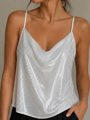 Shein top with silver sequins, like new, size L