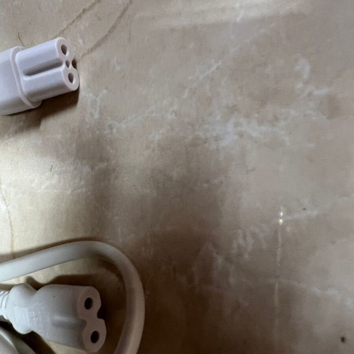 Power cable CEE7/16 to C7 with white extension adapter used