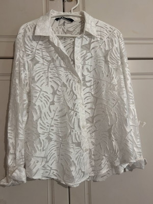 Zara summer shirt like new, white, airy with print and transparency