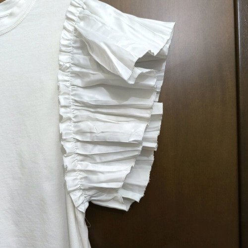 Zara blouse with pleated sleeves L like new, white
