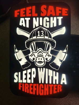 Firefighter humor lamp like new with quote and USB cable