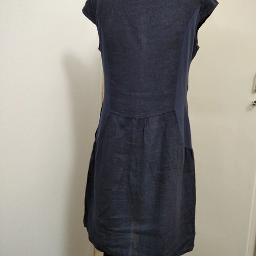 Linen dress A-Style blue size M like new