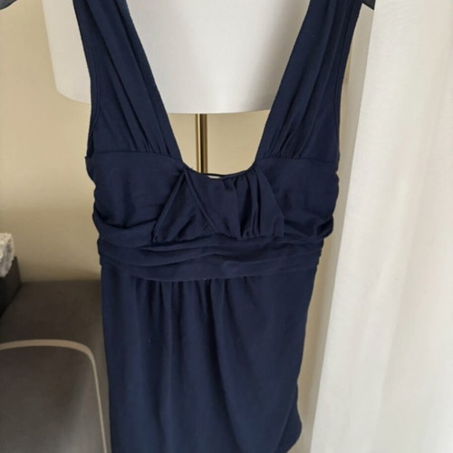 Navy elegant top like new, asymmetrical, size M, blue
