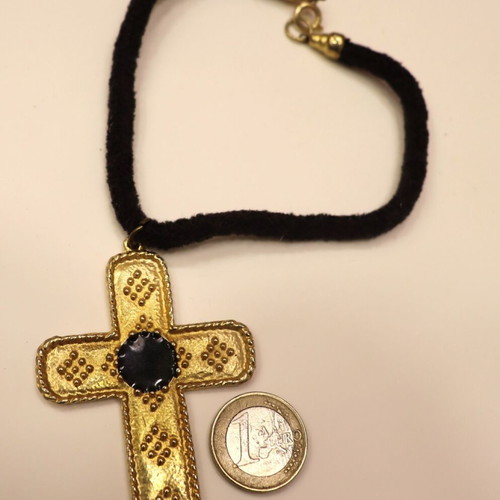 Gold-plated steel cross vintage 80s new