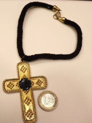 Gold-plated steel cross vintage 80s new