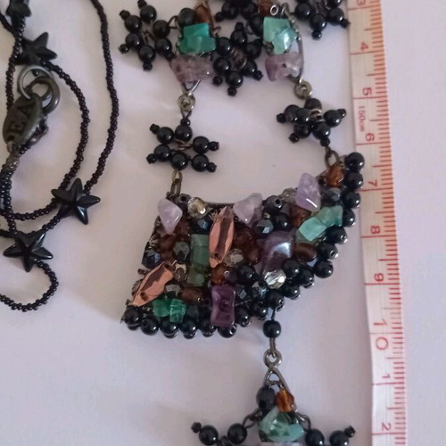 Vintage Emporio Armani energy necklace with precious and semi-precious stones and beads